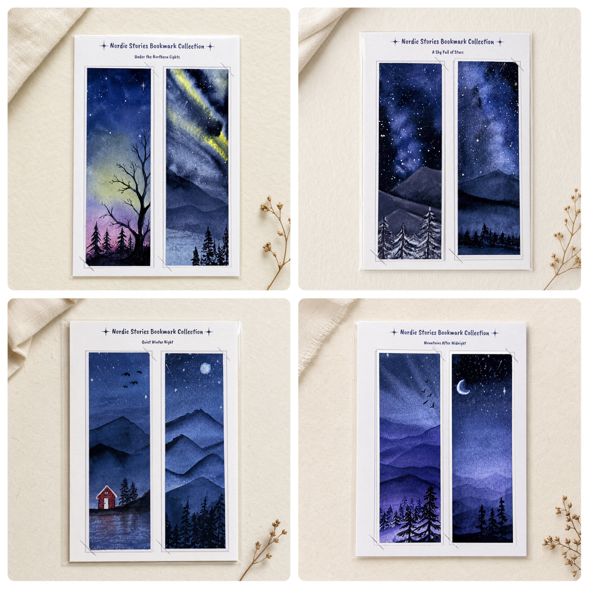 Nordic Starry Night Bookmark Set of 8