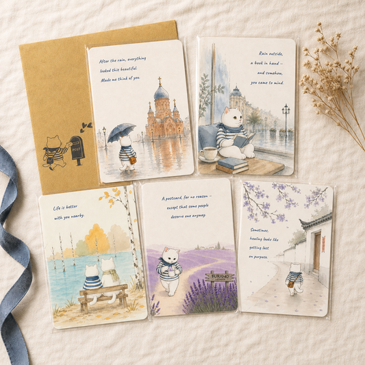 Wish You Were Here — Set of 5 Illustrated Postcards